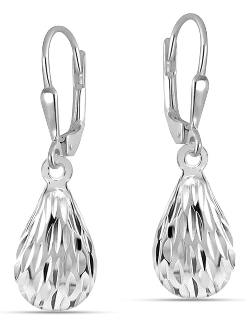 Lightweight 925 Sterling Silver Teardrop Dangle Earrings | Elegant Leverback